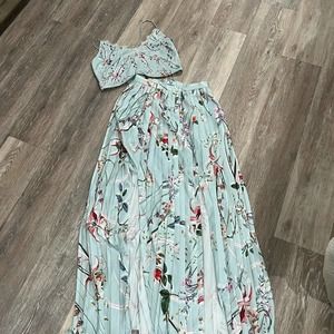 Floral Bebe Two Piece Maxi Skirt and Crop Top Size 2